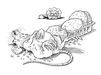 Cat and Mouse — Brush and Ink Book Illustration